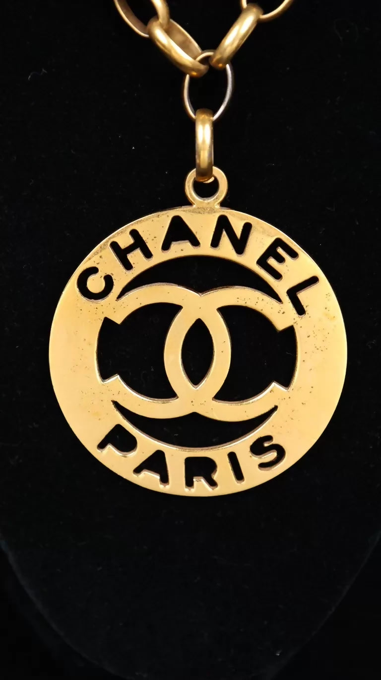 Chanel CC Large Round Pendant Necklace