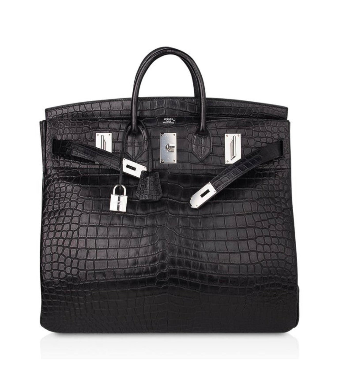Hermes Hac 50 Birkin Black Matte Porosus Crocodile Palladium Hardware