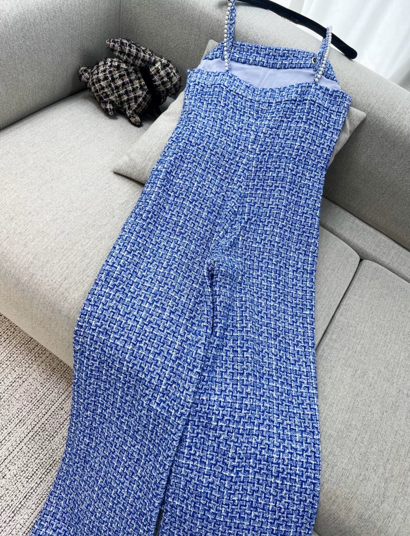 Chanel 23P Blue Tweed Jumpsuit