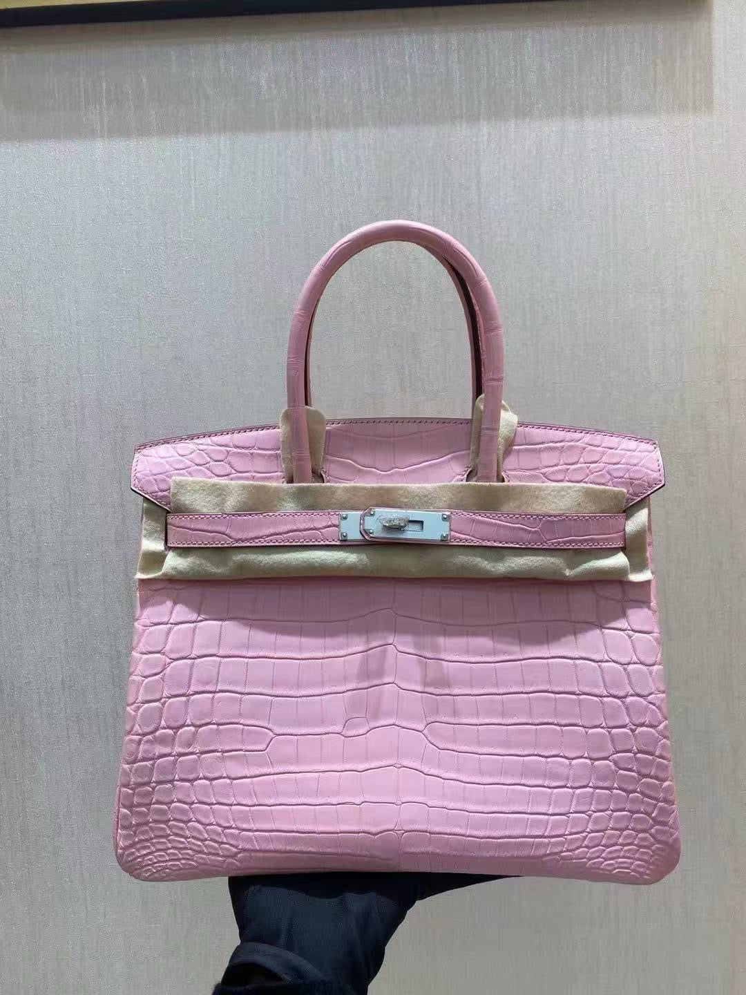 Crocodile Birkin Hermes Bag Pink Crocodile Bubblegum Pink Bag