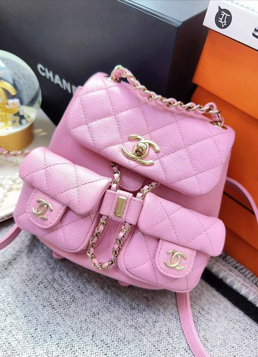 chanel pink mini backpack Chanel 23p pink mini Backpack gold hardware