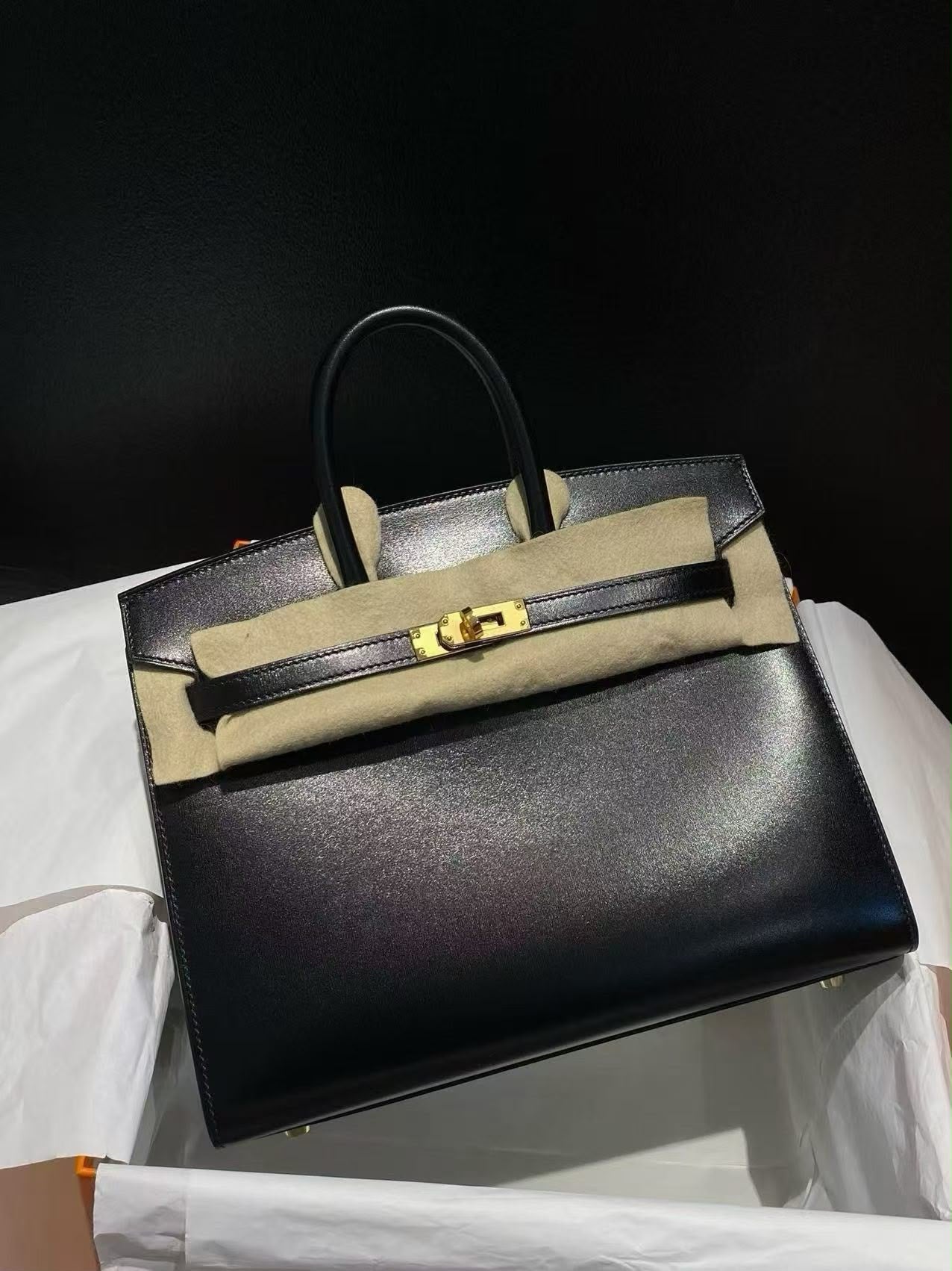 Hermes Birkin 25 black box leather gold hardware