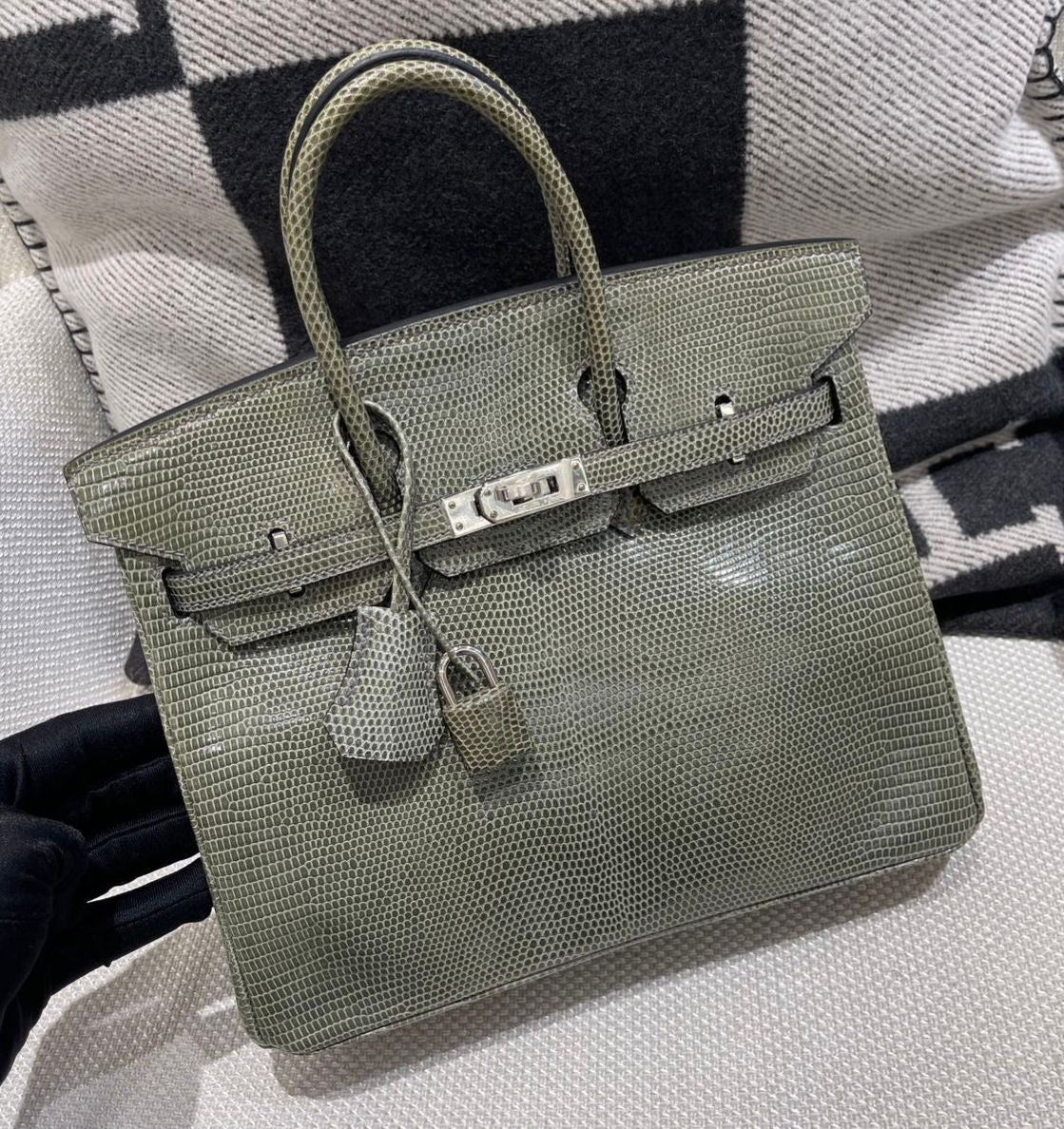 Hermes Birkin 25 Gris lizard leather palladium hardware