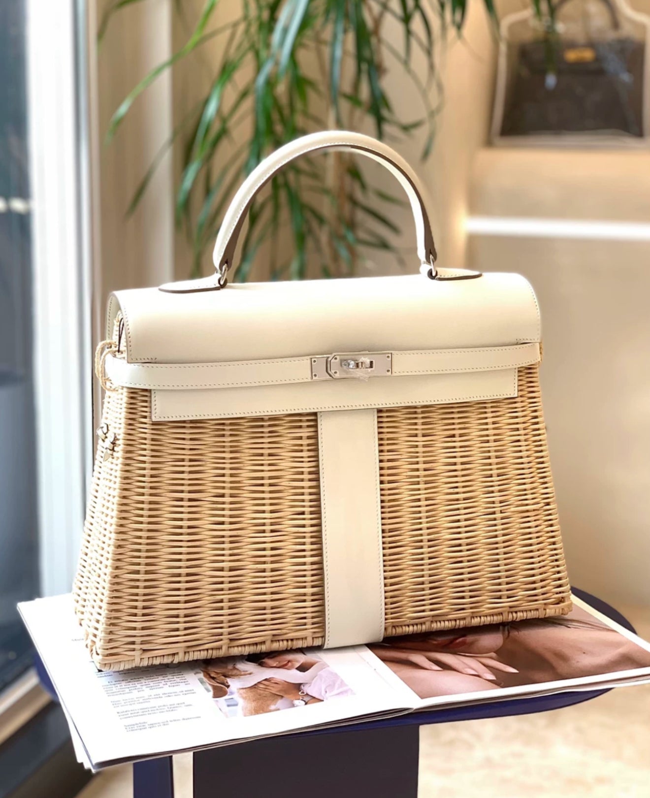 Hermès Picnic Kelly 35 Nata Swift Palladium Hardware