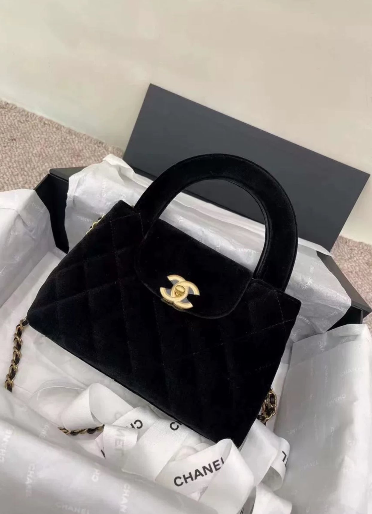 chanel mini velvet backpack Chanel Black Velvet Kelly Mini Nano