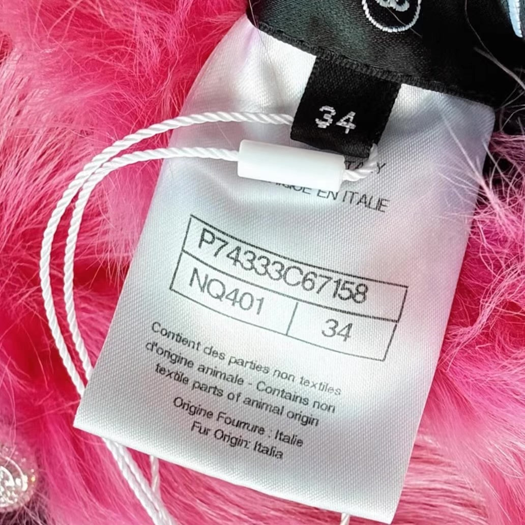 Chanel 23N fuchsia & black reversible shearling vest