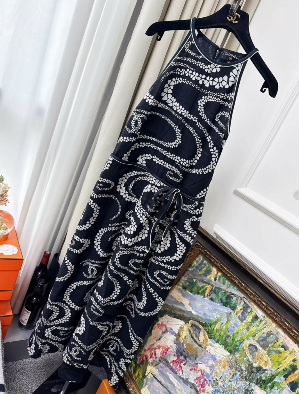 chanel beach dress Long dress - Cotton, brown, white & black Fashion