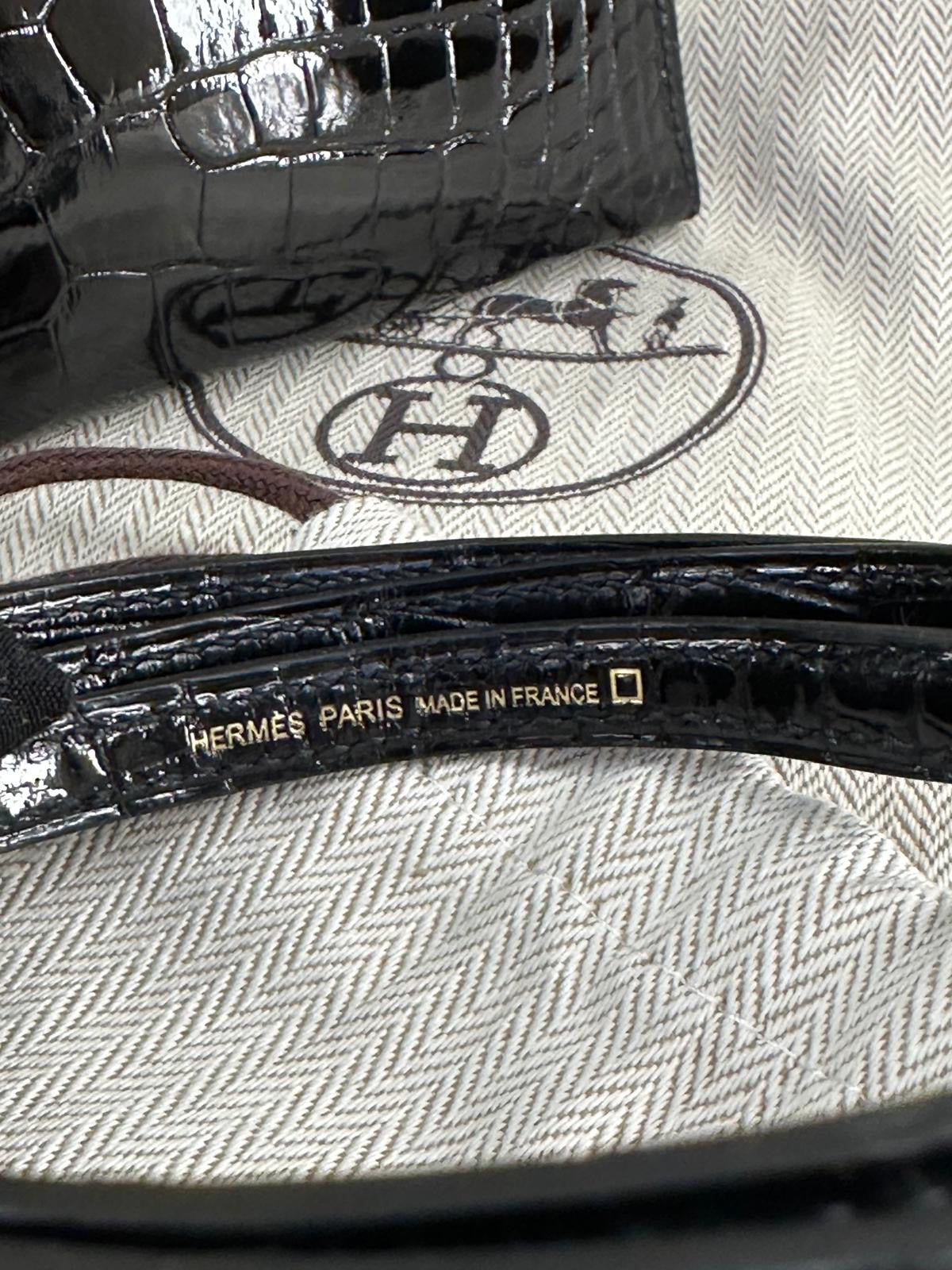 Hermès Mini Kelly Black Shiny Alligator Gold Hardware