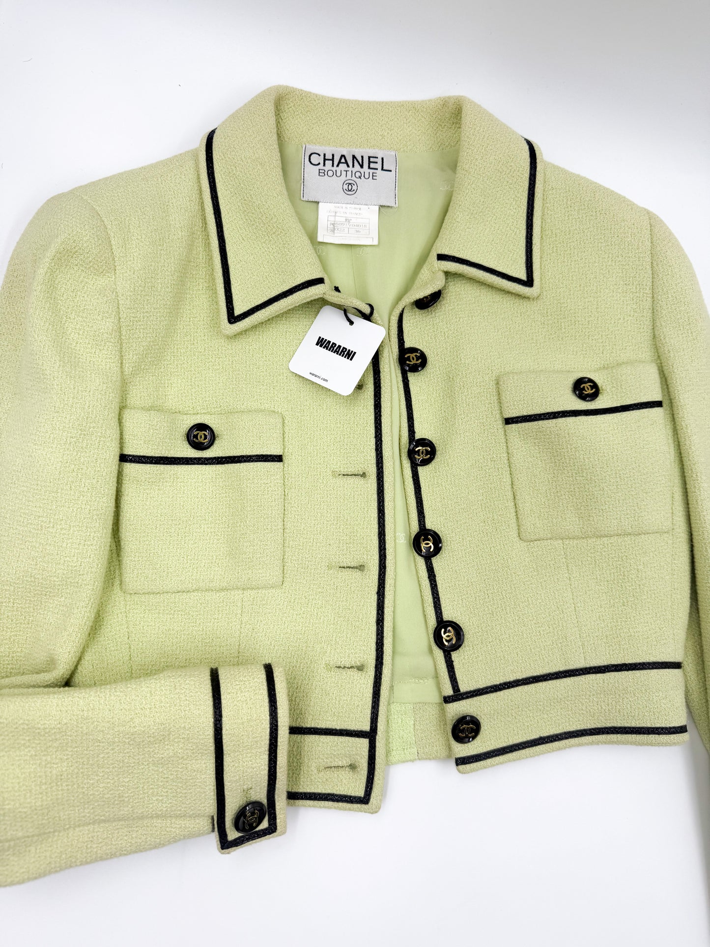 Chanel 1995 Spring/Summer Barbie Collection Vintage Green Cropped Jacket