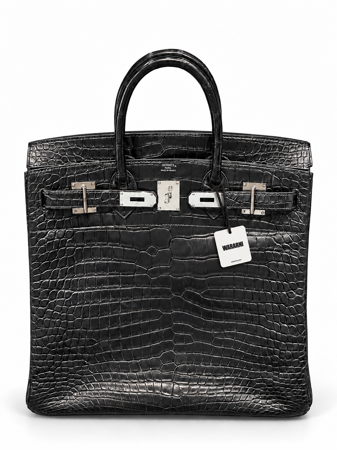 Hermes Birkin HAC 50 Black Matte crocodile leather palladium hardware
