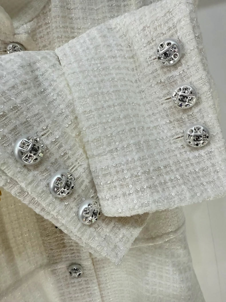 Chanel 23S white tweed dress
