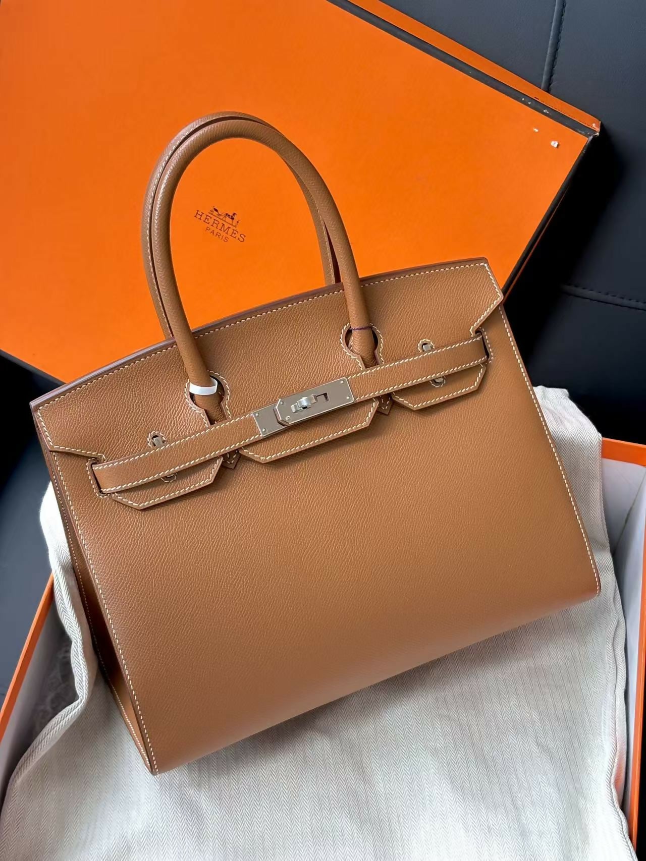 Hermès Birkin 30 Sellier Gold Epsom Leather with Palladium Hardware