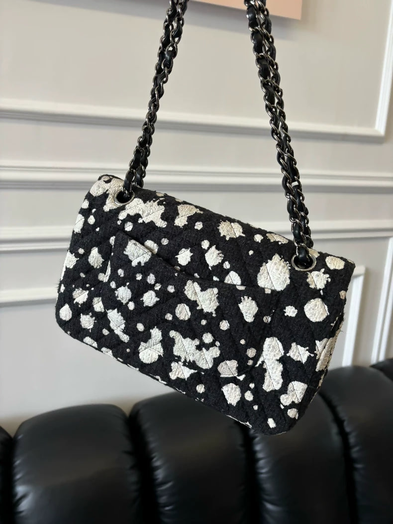 Chanel black and white medium flap CF