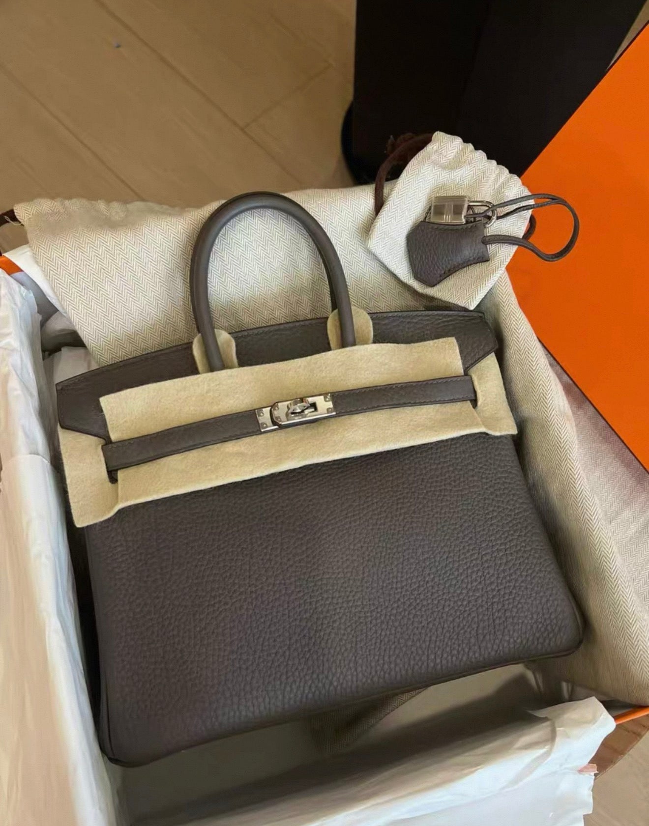 Hermès Birkin 25 Brown Chocolate 8F Togo leather palladium hardware