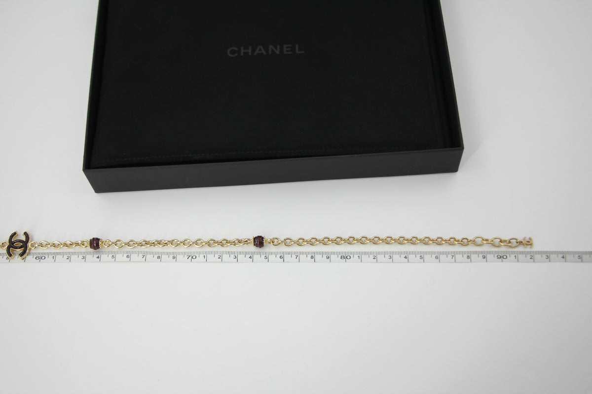 Chanel 23A Metal Enamel Burgundy Long Necklace