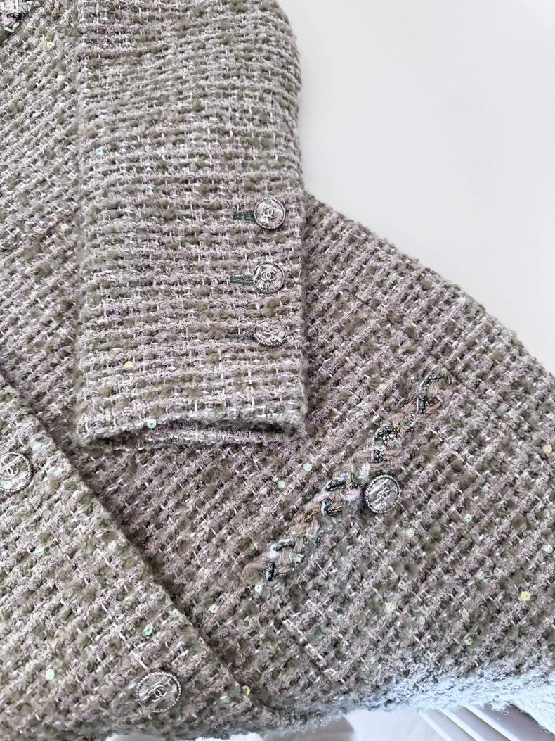 Chanel 24b Green Tweed Four-Pocket Jacket