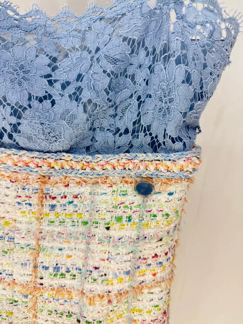 Chanel 19 Blue Lace/Tweed dress