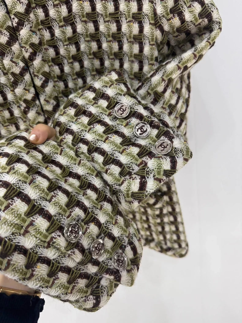 Chanel 23A green tweed jacket