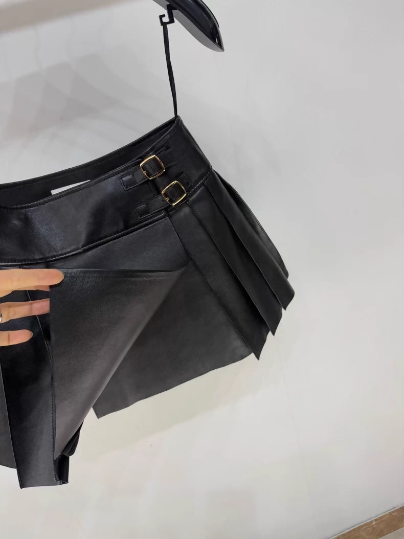 Celine pleated leather skirt