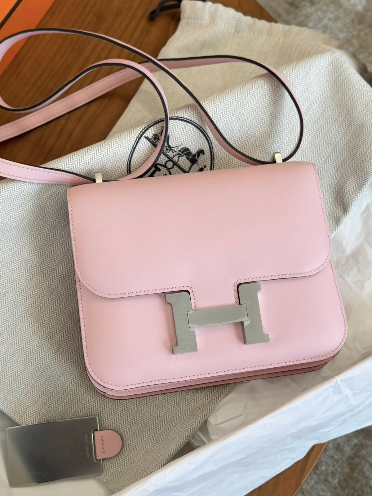 Hermès Constance 19 Rose Sakura Leather with Brushed Palladium Hardware