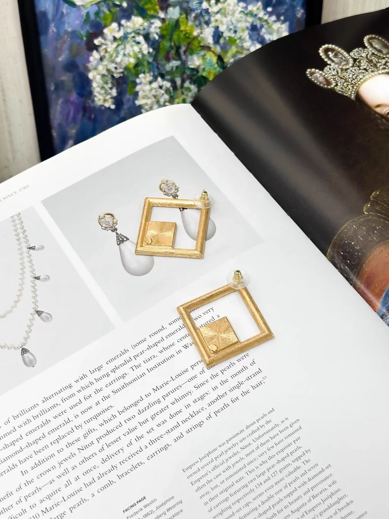 Chanel 24S pink & gold square earrings