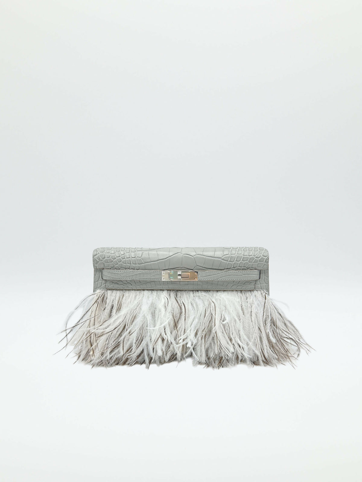 Hermes Kelly Élan Foile Himalaya Gris Perle Matte Alligator Palladium Hardware