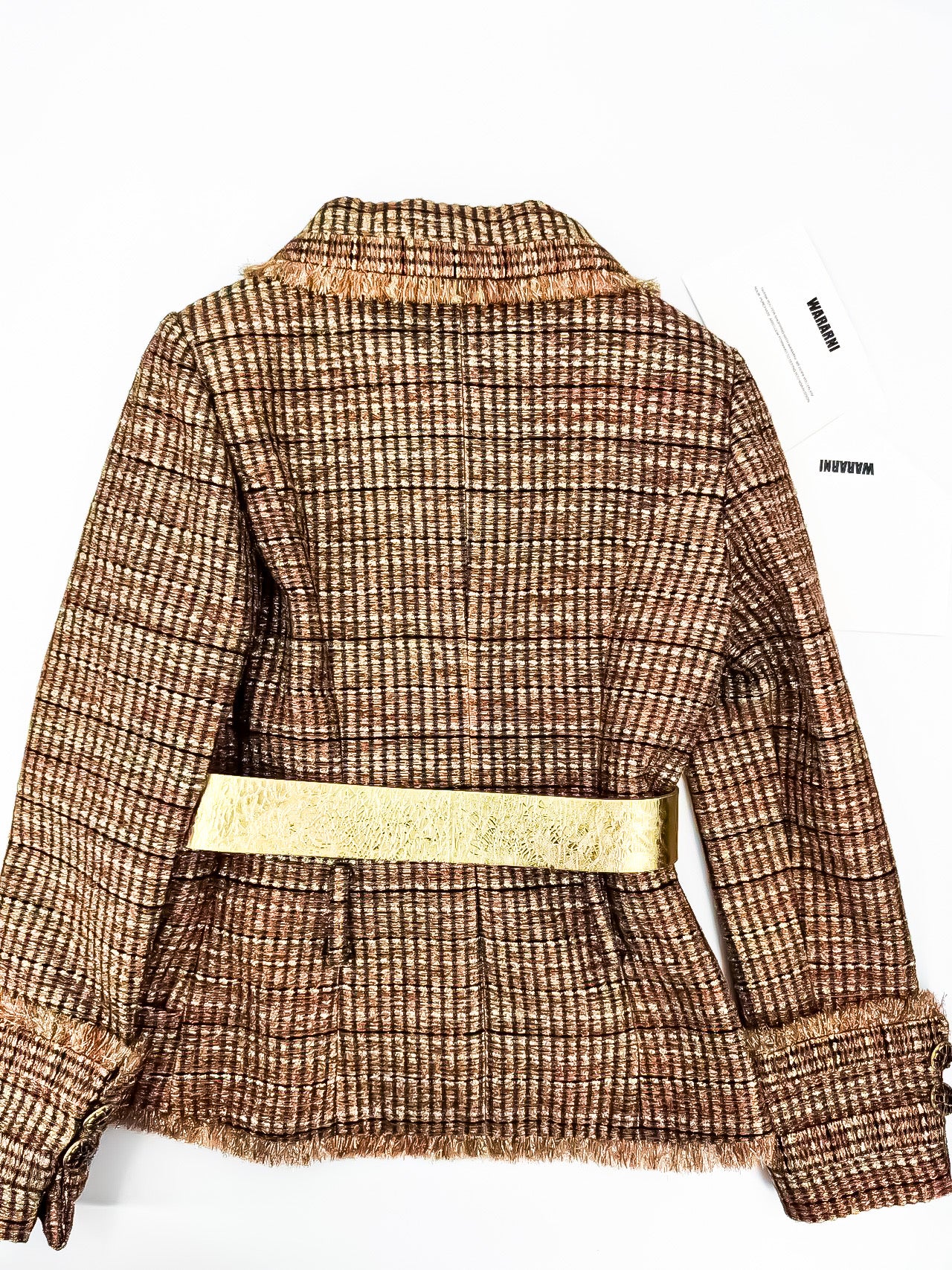 Chanel 19A Gold/Red/Black Tweed Jacket with Golden Beetle Belt