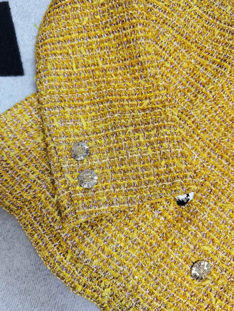 Chanel 23c yellow gold tweed jacket