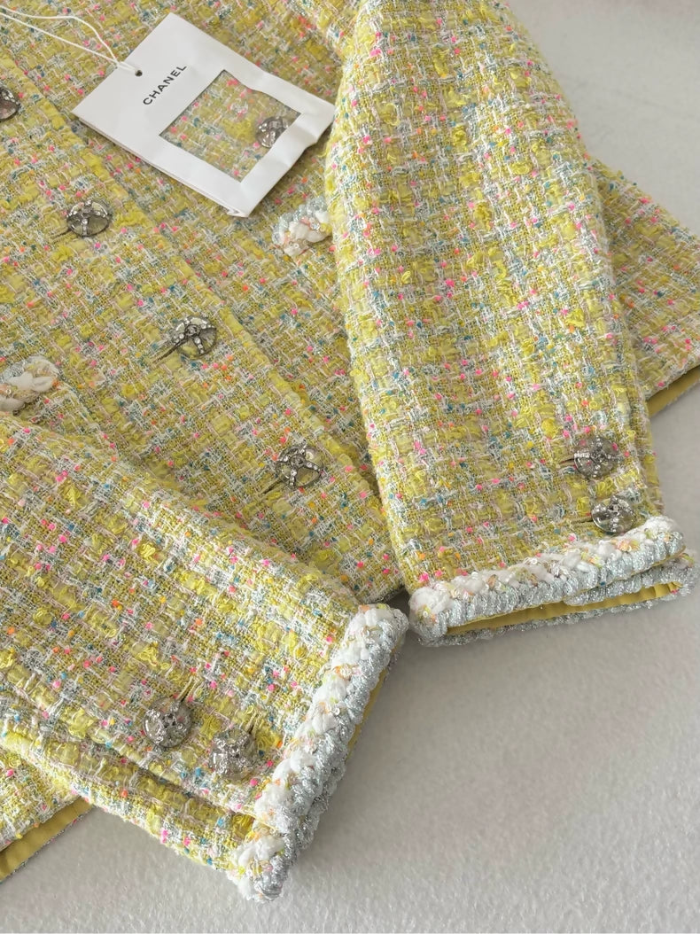 Chanel 24C Lemon Yellow Tweed Jacket