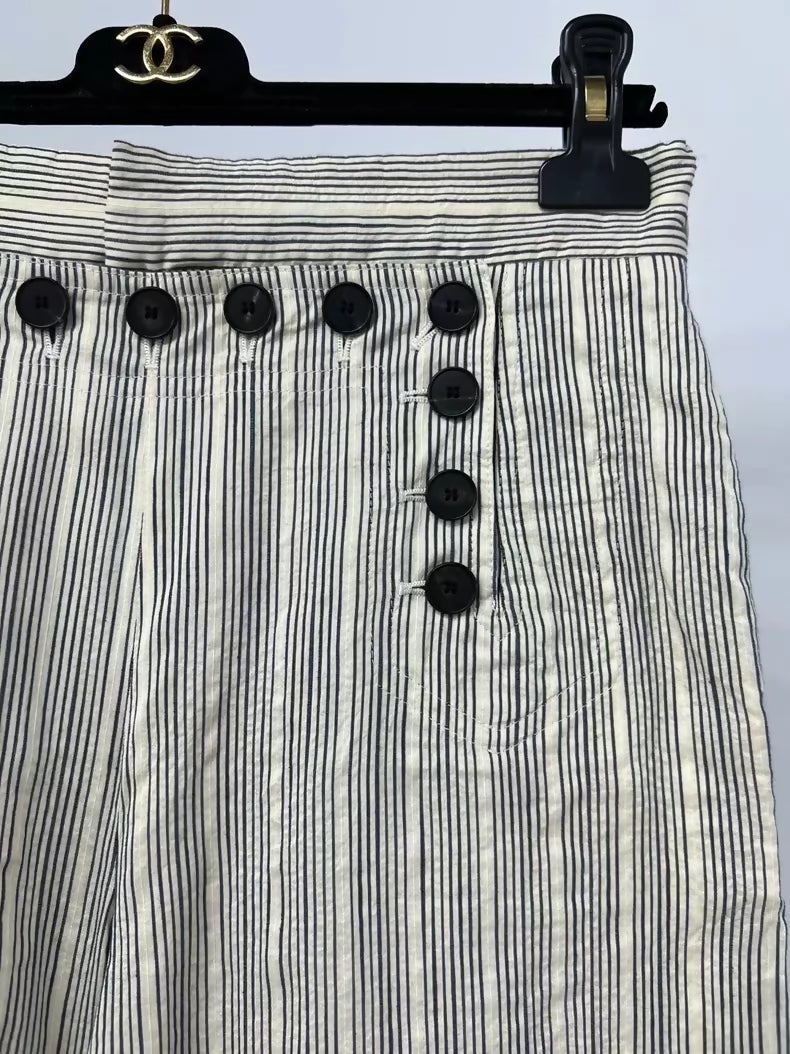 Dior button-down striped wide-leg pants