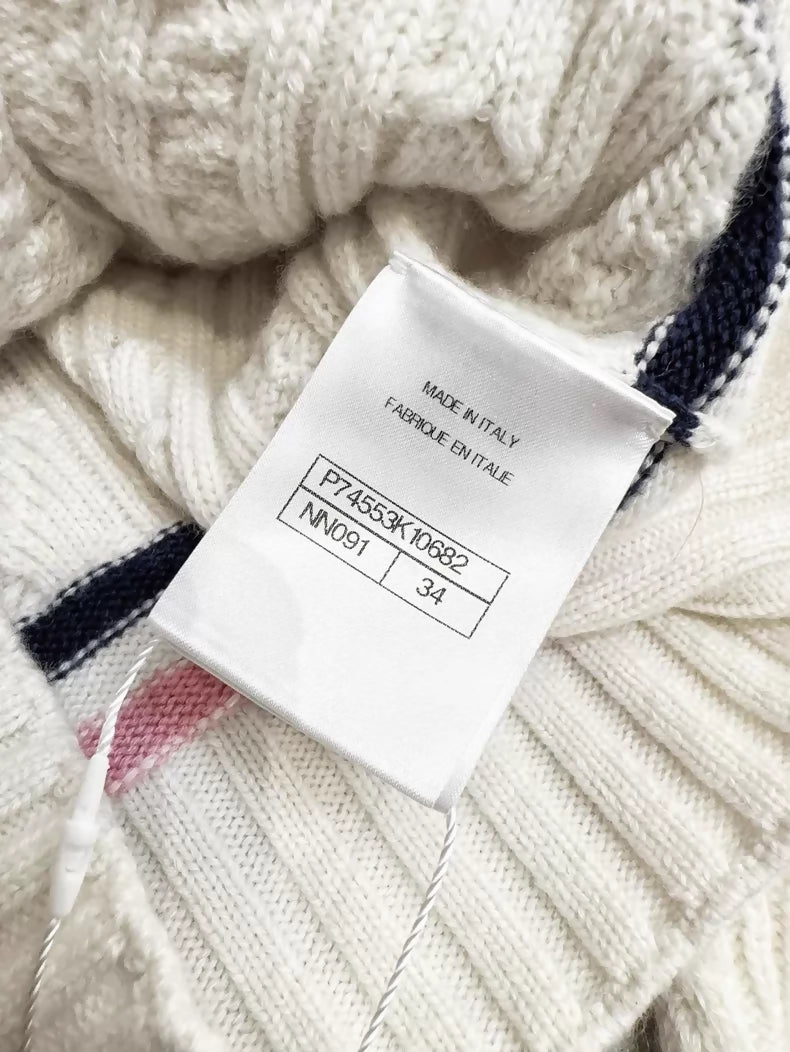 Chanel 23P ecru cardigan with pink trim