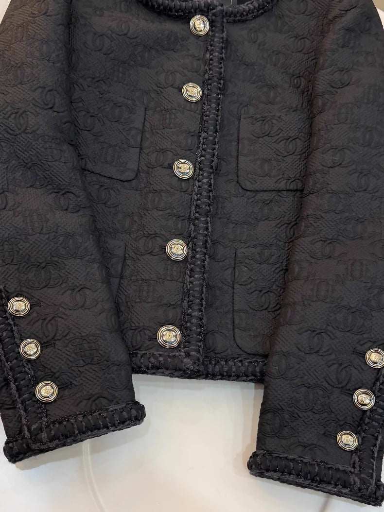 Chanel 21A Black Embossed Jacket