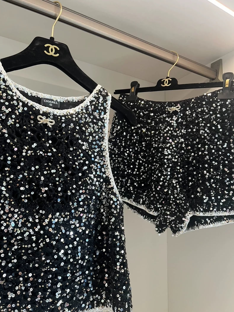 Chanel 23s sequined set top & shorts