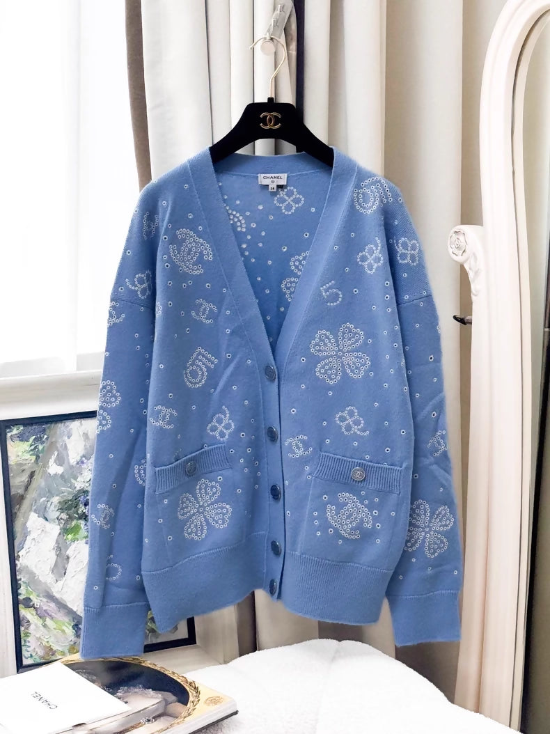 Chanel 23P blue cashmere knit cardigan – Wararni.com