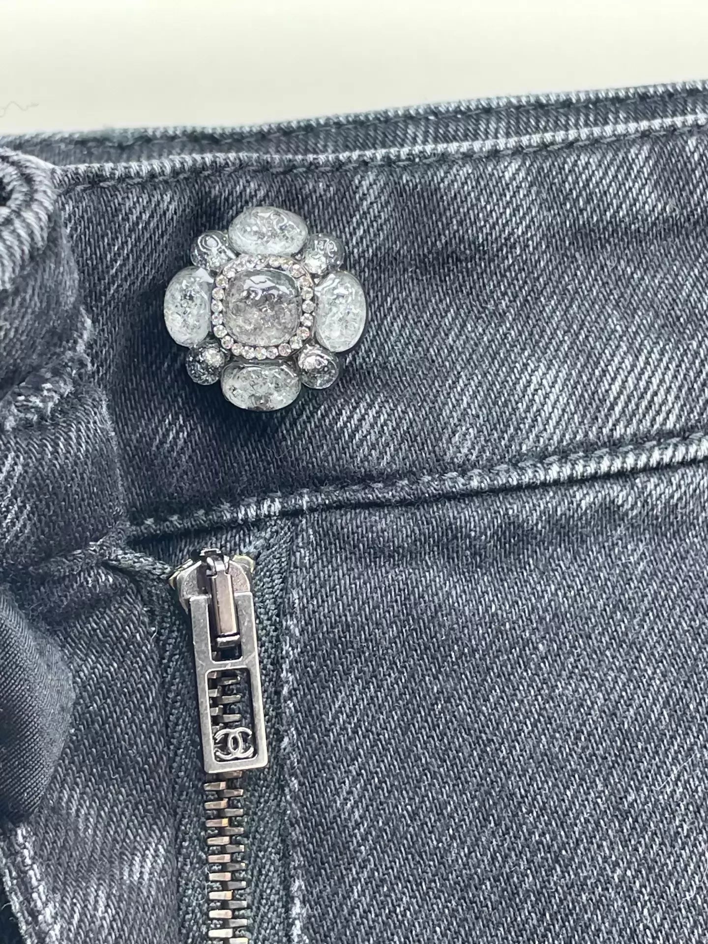 Chanel 24A Black Denim Shorts