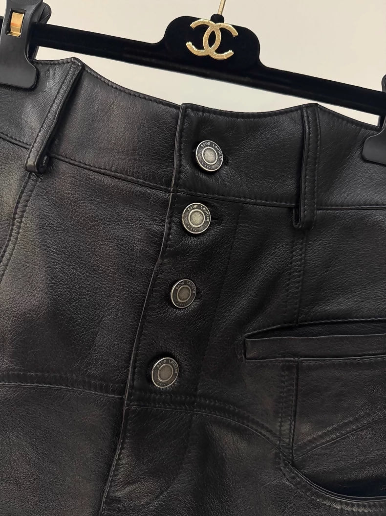 Saint Laurent high-waisted leather shorts