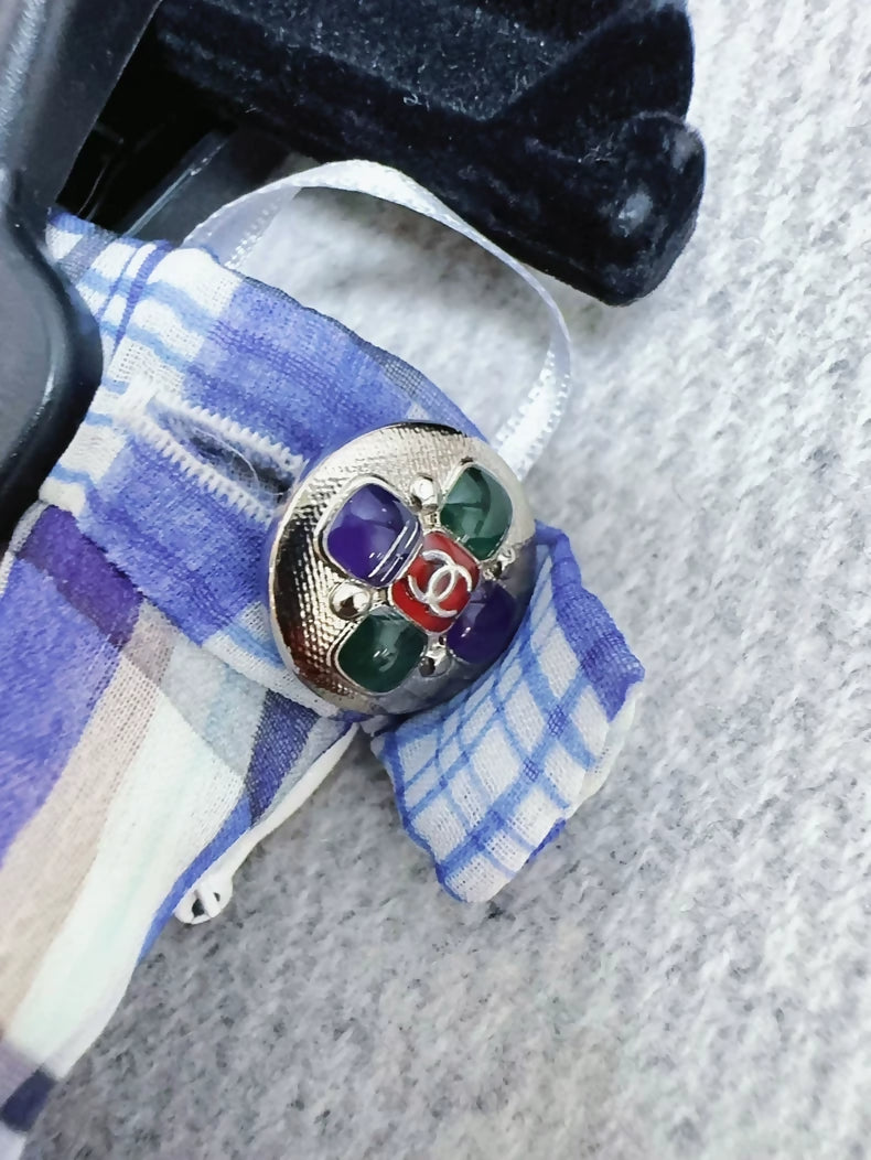 Chanel 23P Blue and White Silk CC Logo Pants
