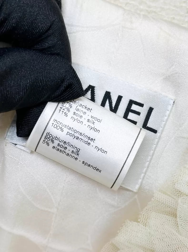 Chanel 02C ecru Lace Top with Belt