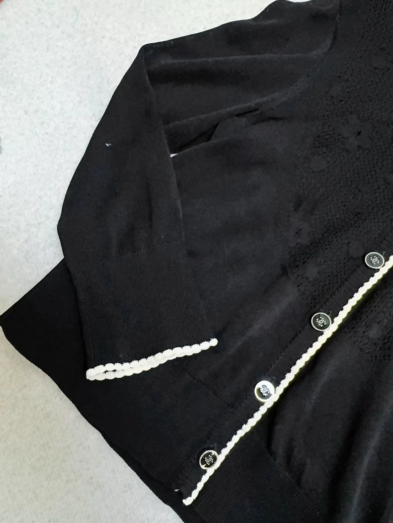 Chanel 24B Black and White Cardigan