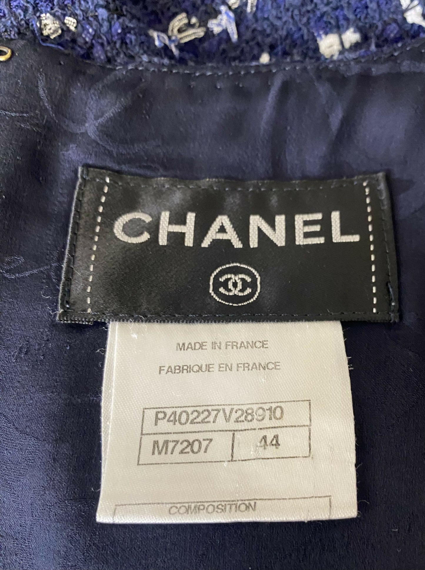 Chanel 11C Saint-Tropez Cruise Collection Navy Blue Tweed Dress FR 44