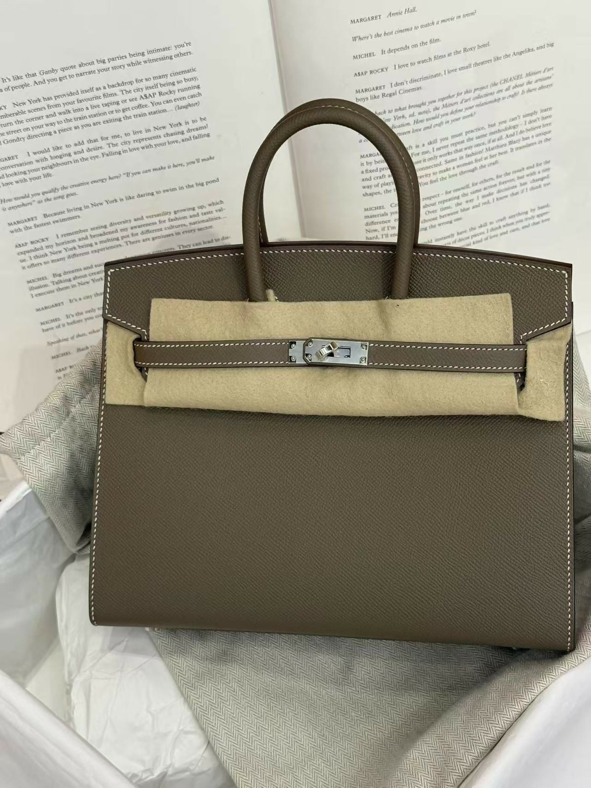 Hermès Birkin 25 Sellier Étoupe Epsom Leather with Palladium Hardware B Stamp