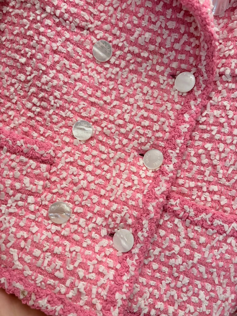 Chanel 96c vintage pink tweed jacket