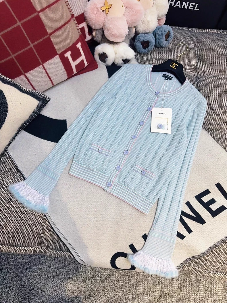 Chanel 25B light blue cardigan