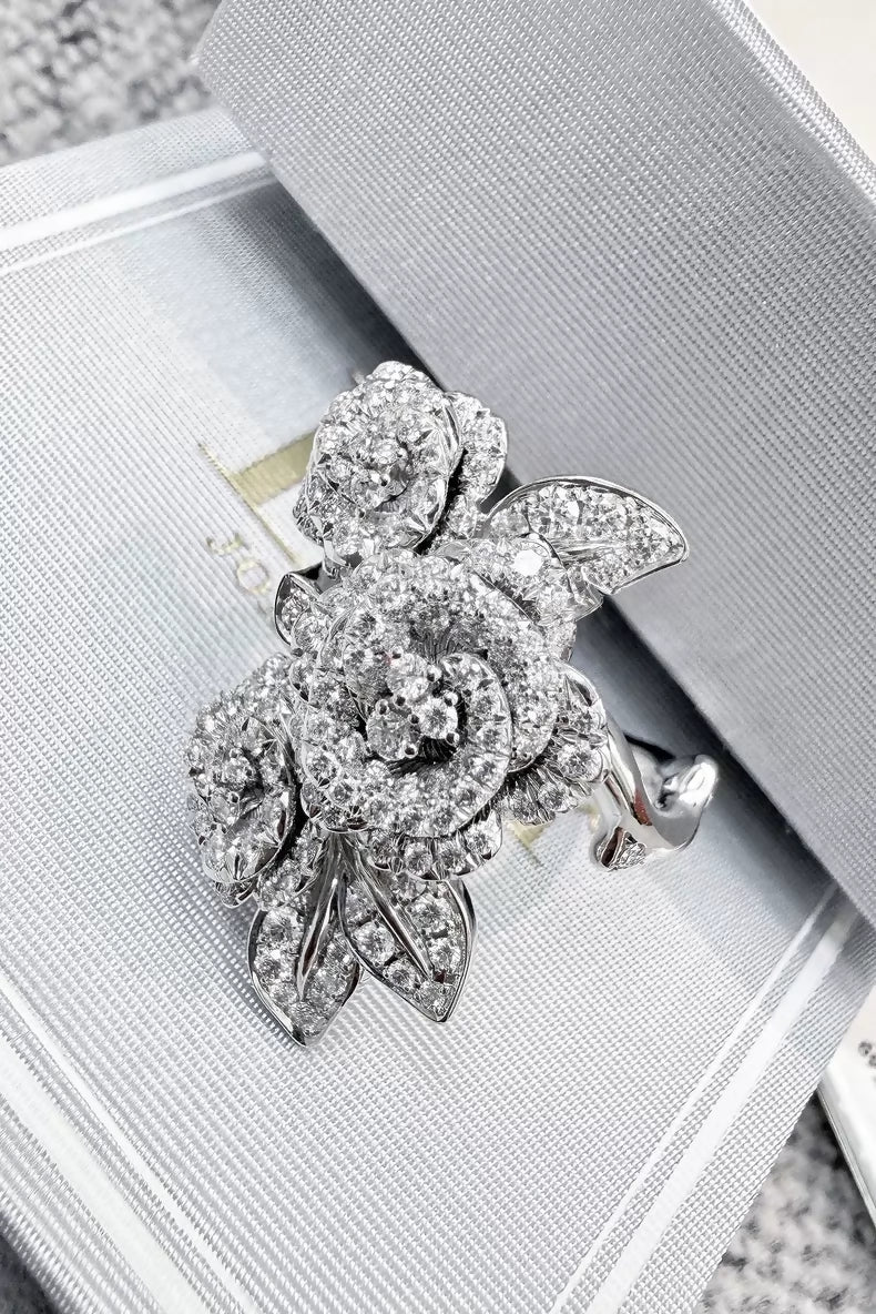 Dior Rose Bagatelle white gold full-diamond rose ring