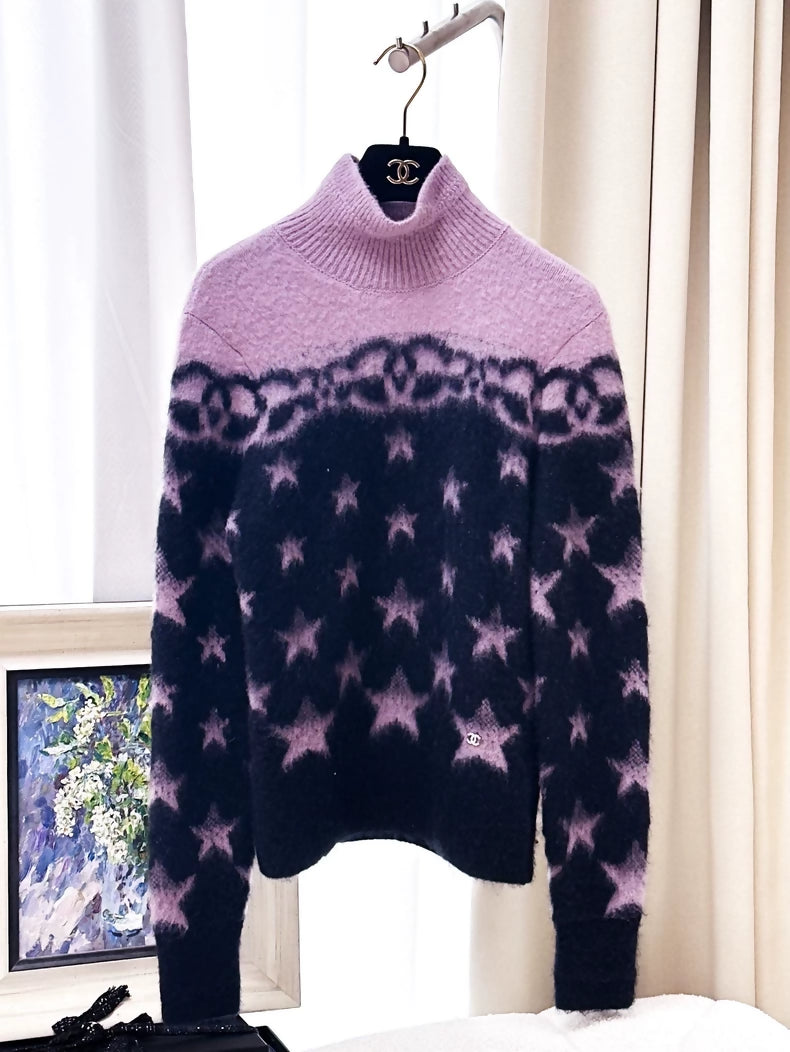 Chanel 23N Purple and Black Cashmere Sweater – Wararni.com