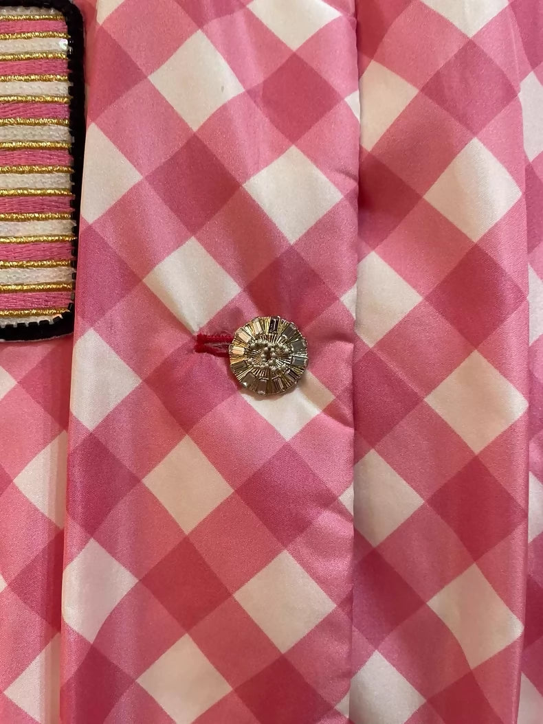 Chanel's 23C pink plaid trench coat