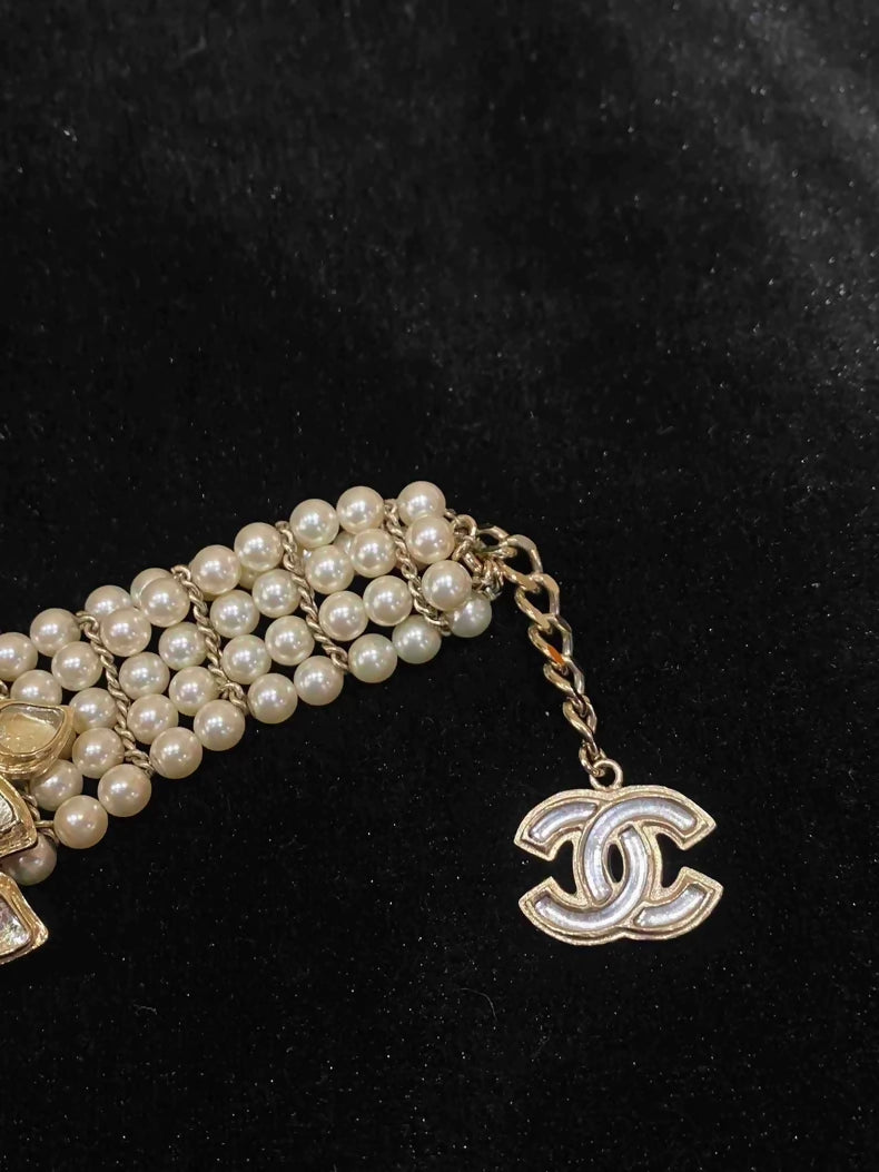 Chanel 2012 Bombay Collection Glass Flower Pearl Bracelet