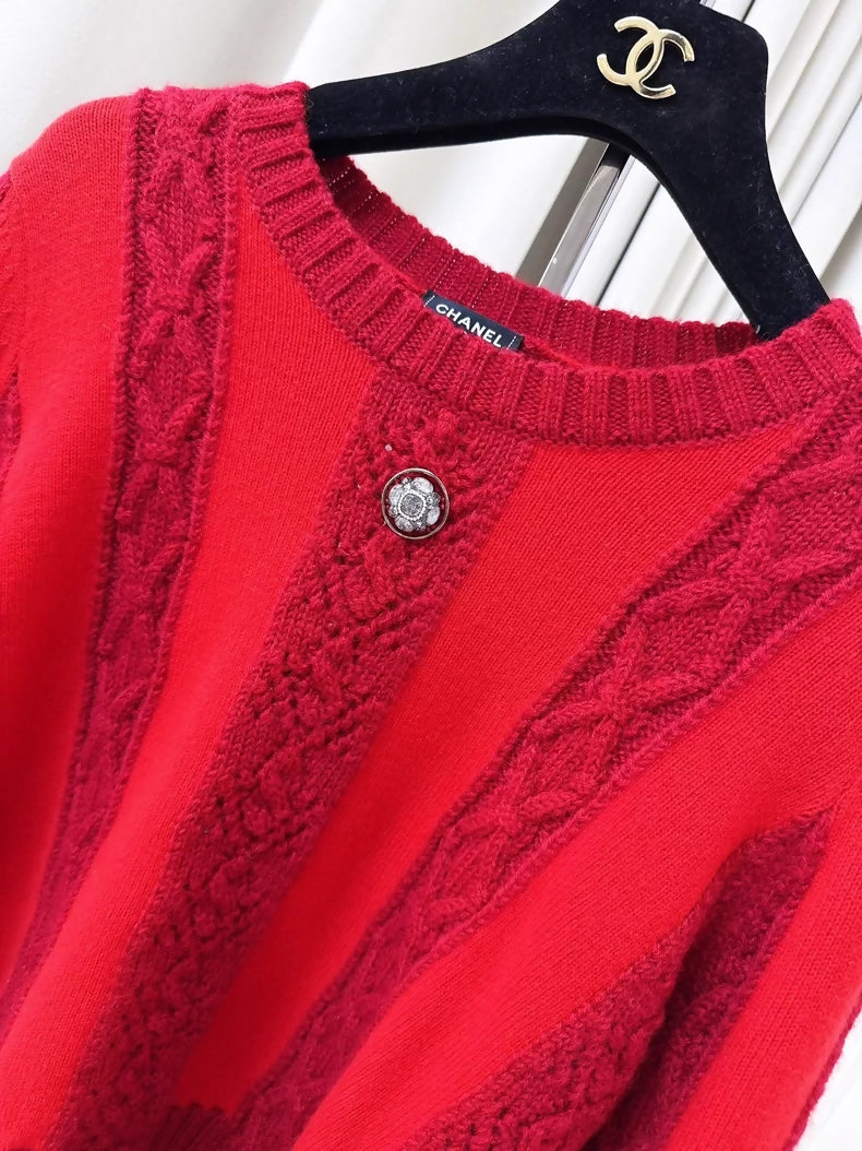 Chanel 24A Red Knit sweater