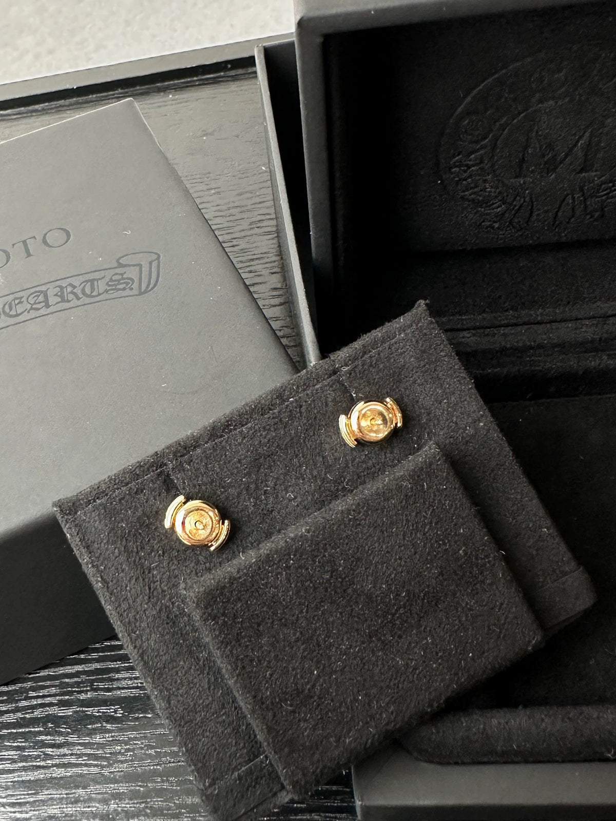 Chrome Hearts x Mikimoto 22k gold cross-flower pearl and diamond stud earrings