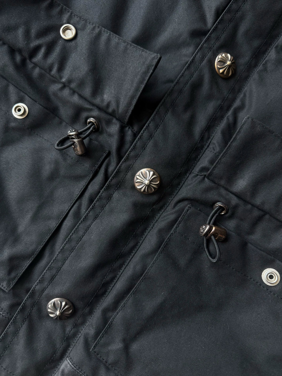 Chrome Hearts fur-trimmed leather-trimmed down-filled coat
